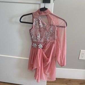 Weissman Pink Kids Dance Costume with Silver Accents